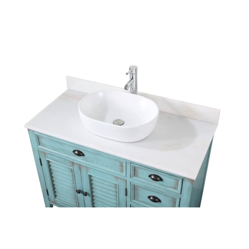42" Abbeville Vessel Sink Vanity, Distressed Blue