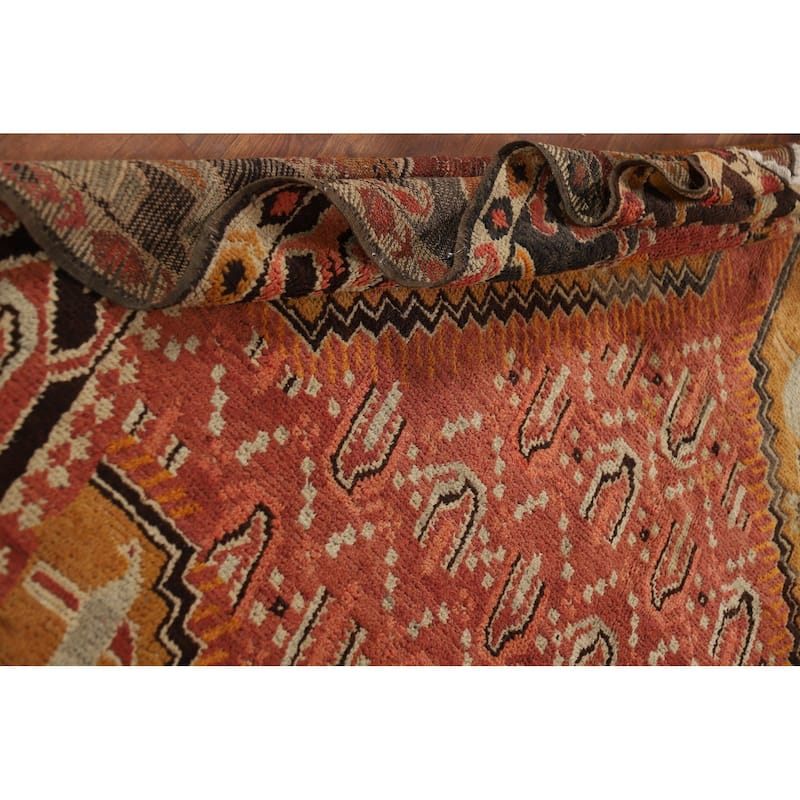 Vegetable Dye Oushak Turkish Vintage Area Rug Hand-Knotted Wool Carpet - 6'6" x 9'11"