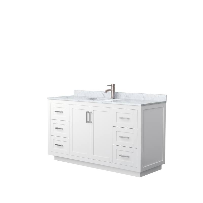 Miranda Single Vanity Set, White Carrara Marble Top, No Mirror