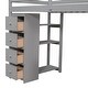 preview thumbnail 29 of 43, Twin Loft Bed with Desk, Shelves and 4 Drawers, Space-Saving Loft Bed with Stairs, Safety Rails, Guardrail and Pine Wood Frame