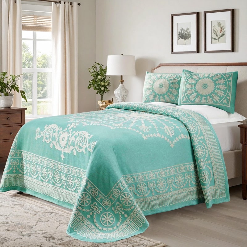 Superior Cotton Blend Oversized Classic Medallion Bedspread Set