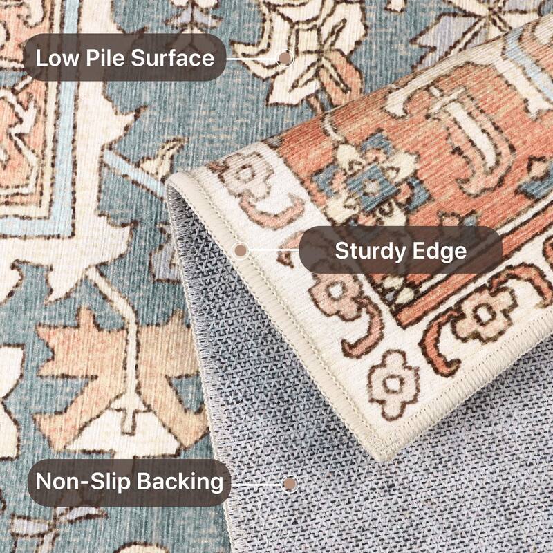 Mcow Vintage Boho Distressed Chenille Low-Pile Area Rug - Pink - 2' x 10' - Runner