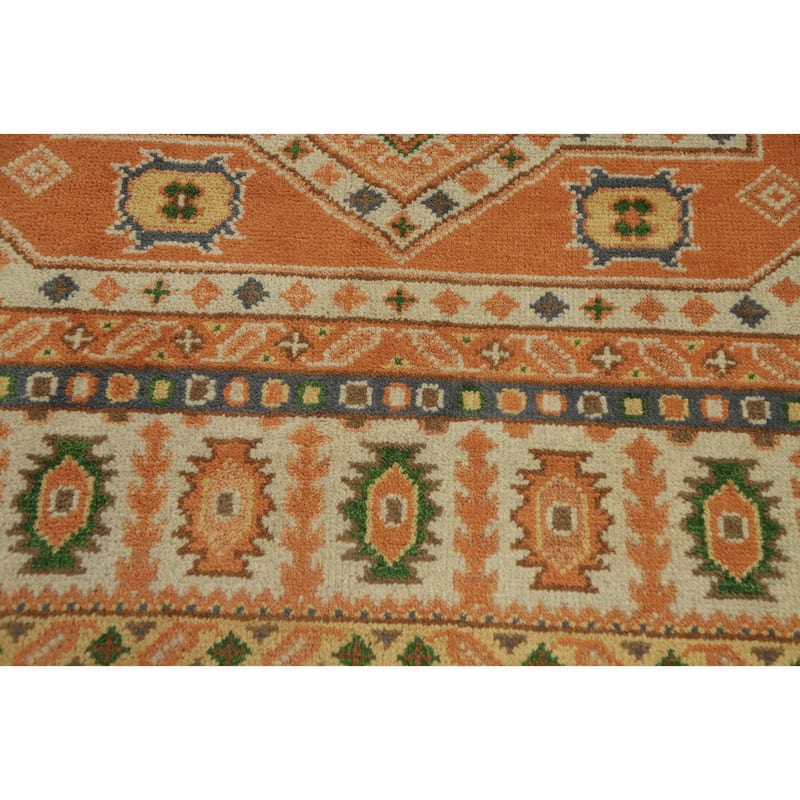 Handmade Geometric Kazak Indian Area Rug Handmade Wool Carpet - 11' 10'' X 8' 9''