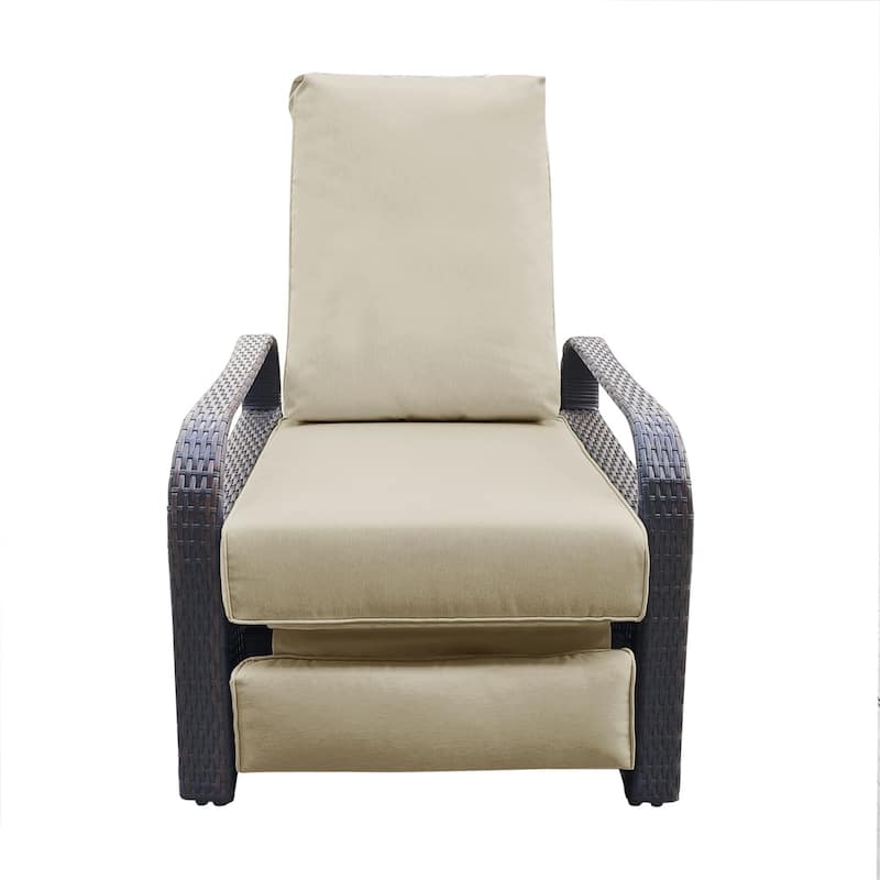 Comfy Wicker Adjustable Chair with Aluminum Frame