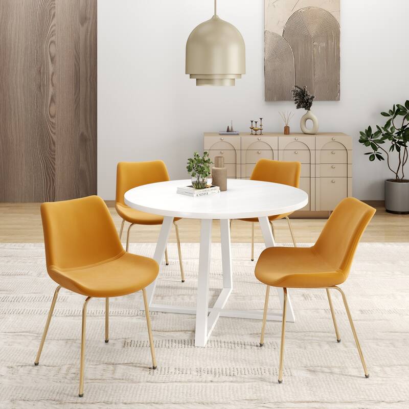 Roundhill Avant 5-Piece Round Dining Set, Trestle Dining Table with 4 Side Chairs