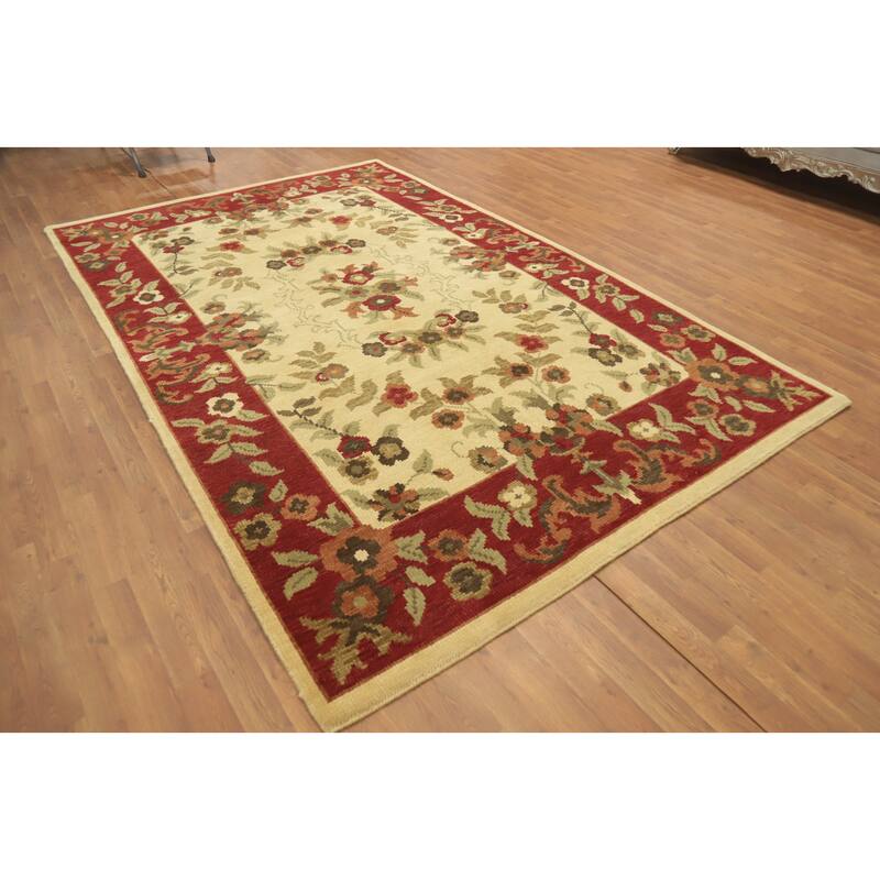 All-Over Floral Handmade Area Rug 6x10 - 10' 0'' X 6' 5''