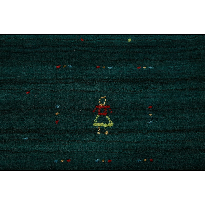 Hand Knotted Oriental 100% Wool Carpet Tribal Tribal Green Gabbeh Area Rug - 9' 9'' X 8' 1''