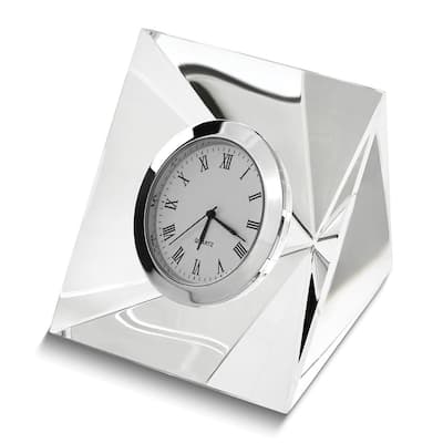 Curata Crystal Glass Pyramid Desk Clock