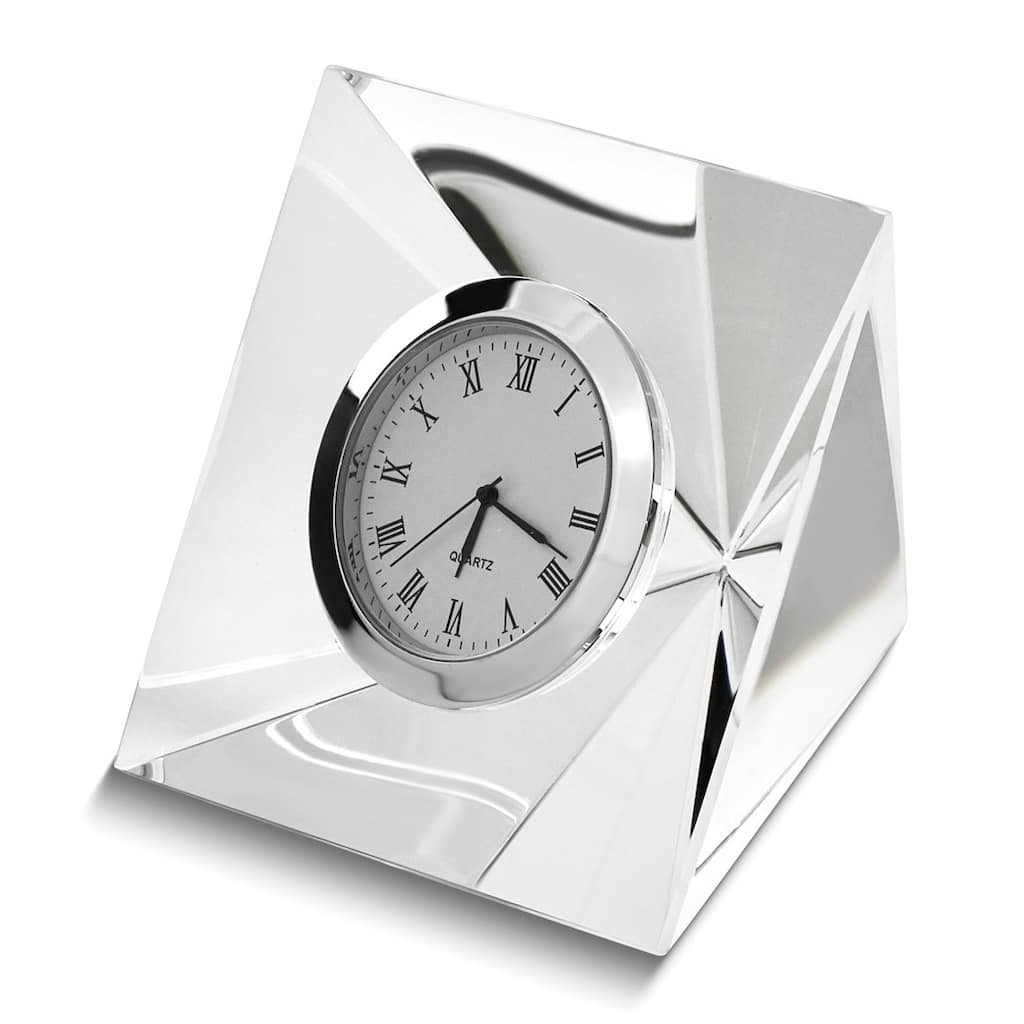 Curata Crystal Glass Pyramid Desk Clock