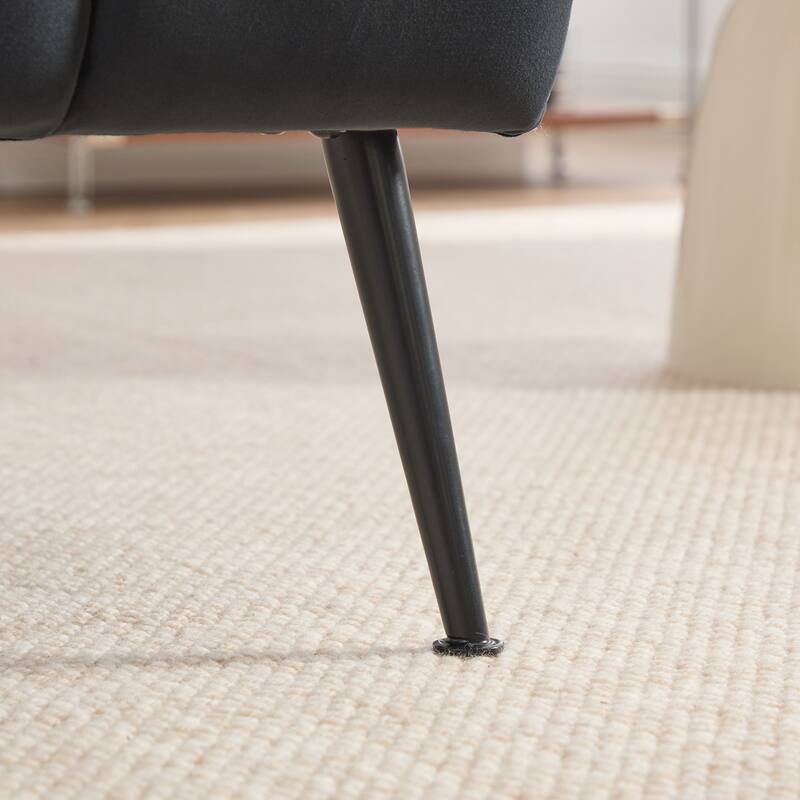 Modern Upholstered Armless Chair with Black Metal Legs,Accent Chair for Living Room,Bedroom,Office and Reading Room