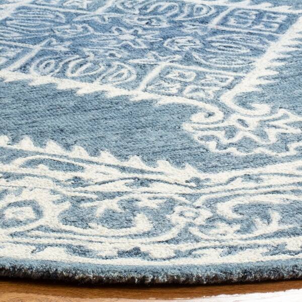 Blue Ivory 8' x 10' Safavieh Micro-Loop Collection MLP605M Handmade Premium Wool Area Rug Blue Ivory 8' x 10' Safavieh Micro-Loop Collection MLP605M Handmade Premium Wool Area Rug