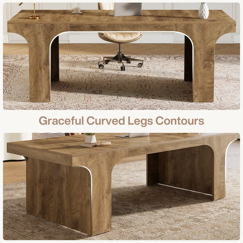 70.87" Executive Office Desk, Large Workspace Computer Desk, Simple Business Writing Table Simple Business for Home Office