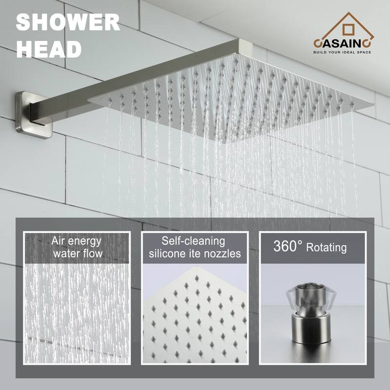 3-Spray Pattern 10 in. Wall Mount Shower System Shower Head and Functional Handheld, Brushed Nickel (Valve Included) - 10 inch