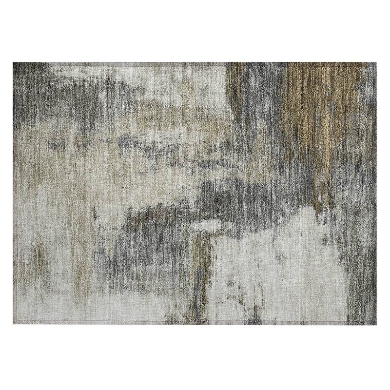 Machine Washable Indoor/ Outdoor Contemporary Abstract Chantille Rug