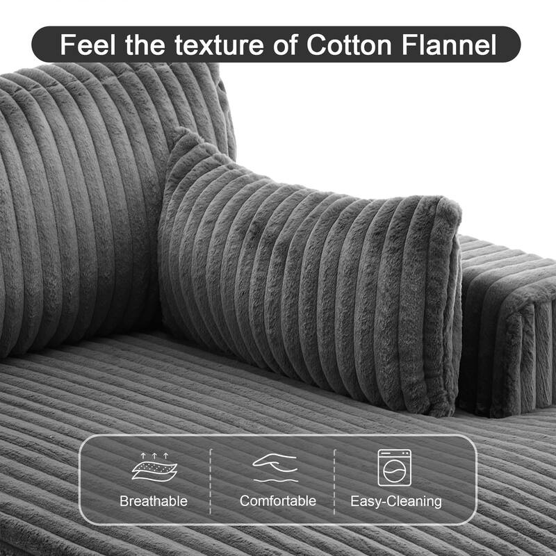 Modern Modular Flannel Fabric Upholstered Sectional Sofa with Square Arm