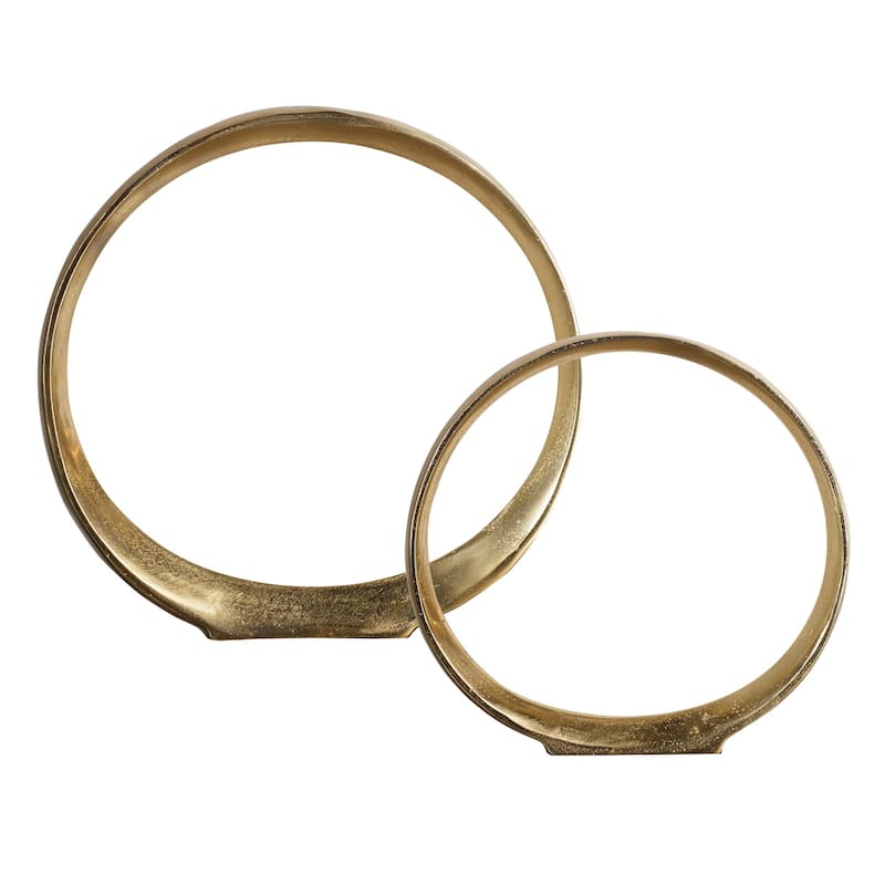 14" gold jimena ring sculptures set of 2