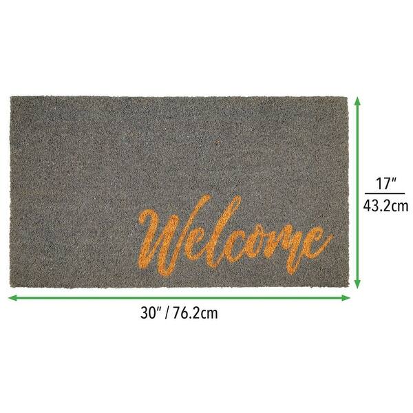 mDesign Rectangular Natural Coir/Rubber Entryway Doormat 17 X