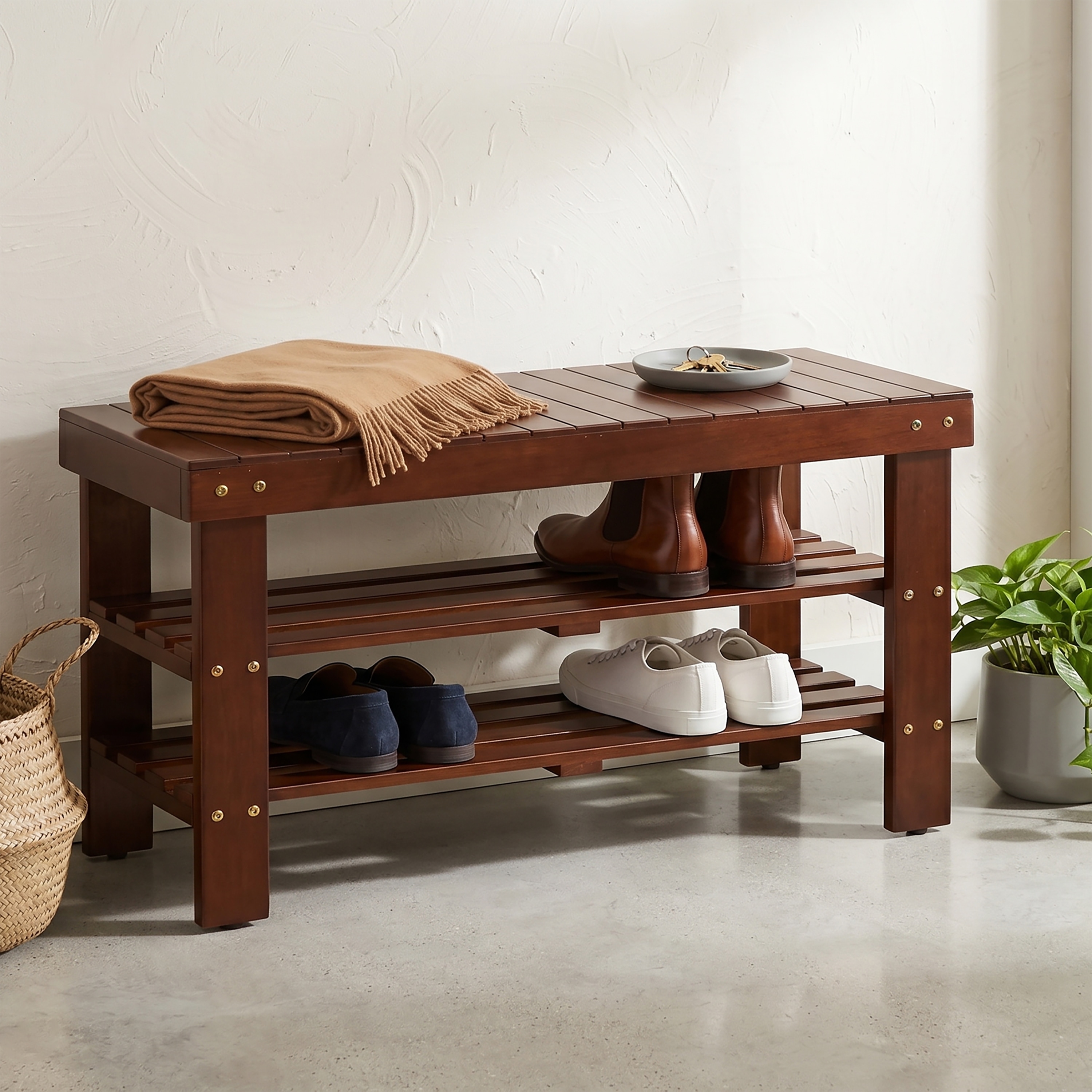 The Gray Barn Waggoner Solid Wood Shoe Bench