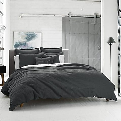 Shop Kenneth Cole Reaction Home Waffle Duvet Cover In Charcoal
