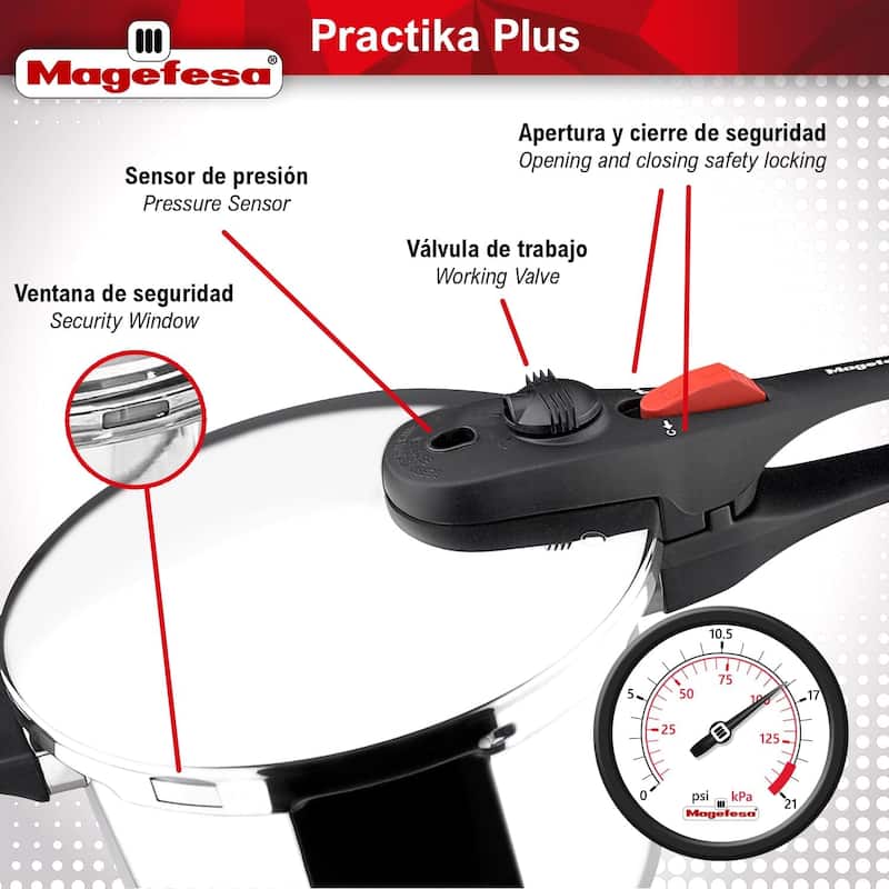 Magefesa Practika Plus 8-Quart Stainless Steel Pressure Cooker