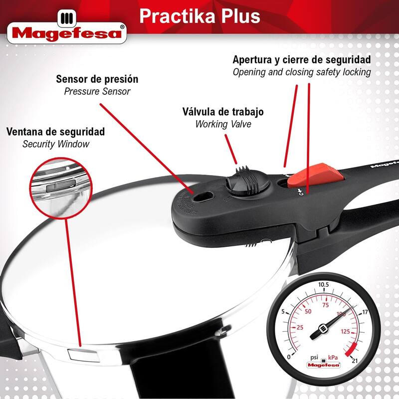 Magefesa Practika Plus Stainless Steel Pressure Cooker Set, 4.2 & 6.3 Quarts