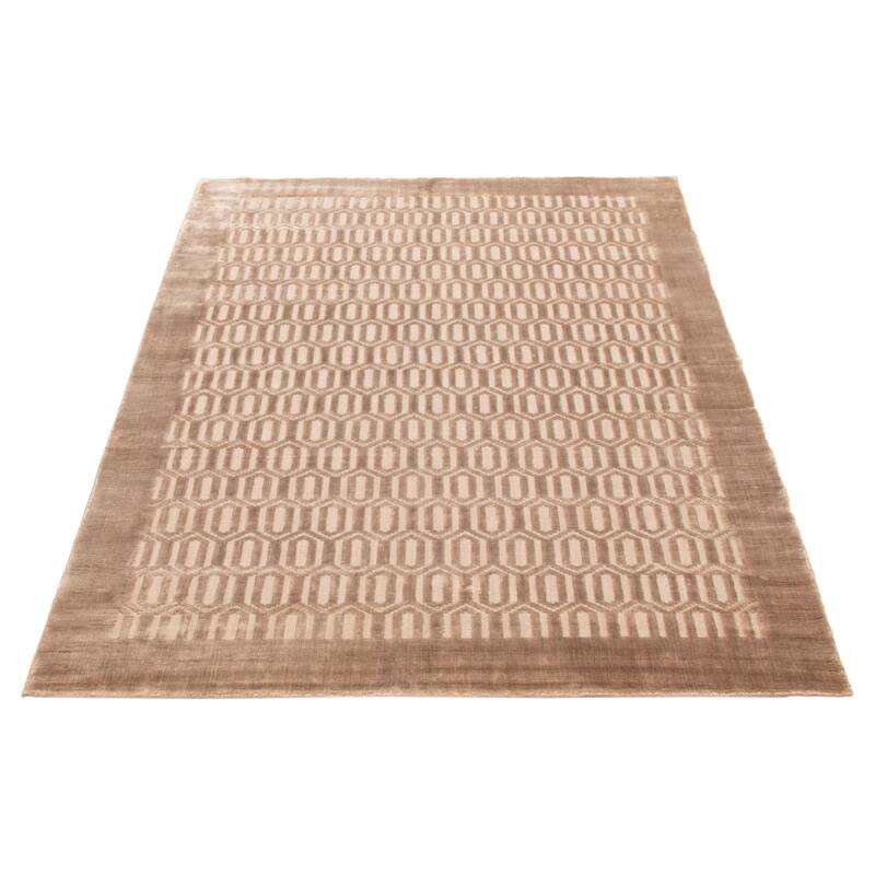 ECARPETGALLERY Hand Loomed Kashkuli Gabbeh Taupe Viscose Rug - 5'7 x 7'10