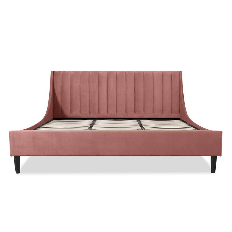 Willow Velvet Upholstered Channel Tufted Platform Bed