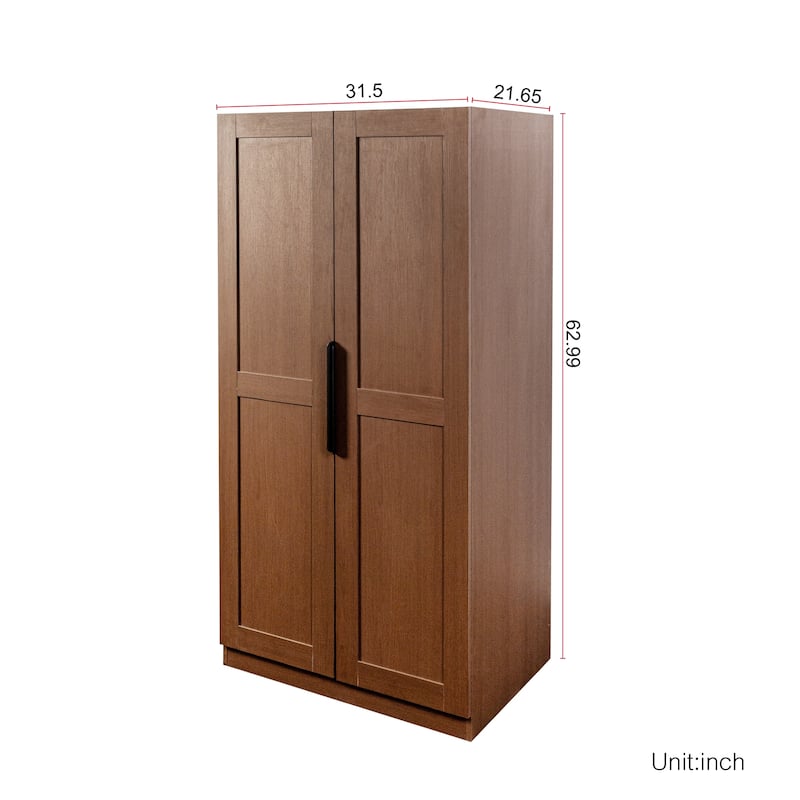 62.99in Kitchen Pantry Cabinet Walnut Freestanding Buffet Sideboard with Doors Shelves Living Room Dining Room