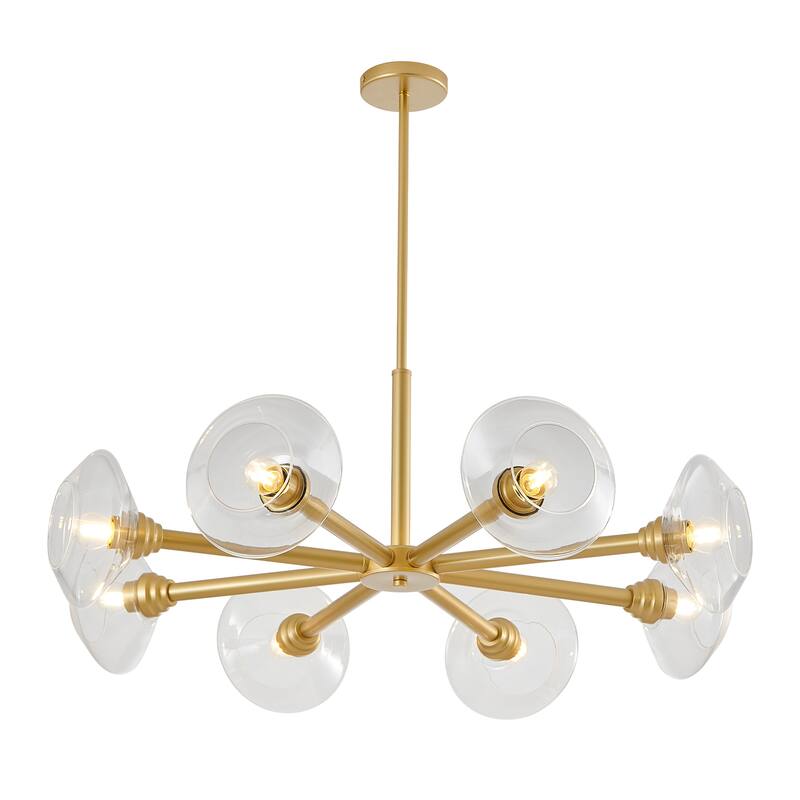 36" Modern Gold 8-Light Sputnik Chandelier with Clear Glass Shades