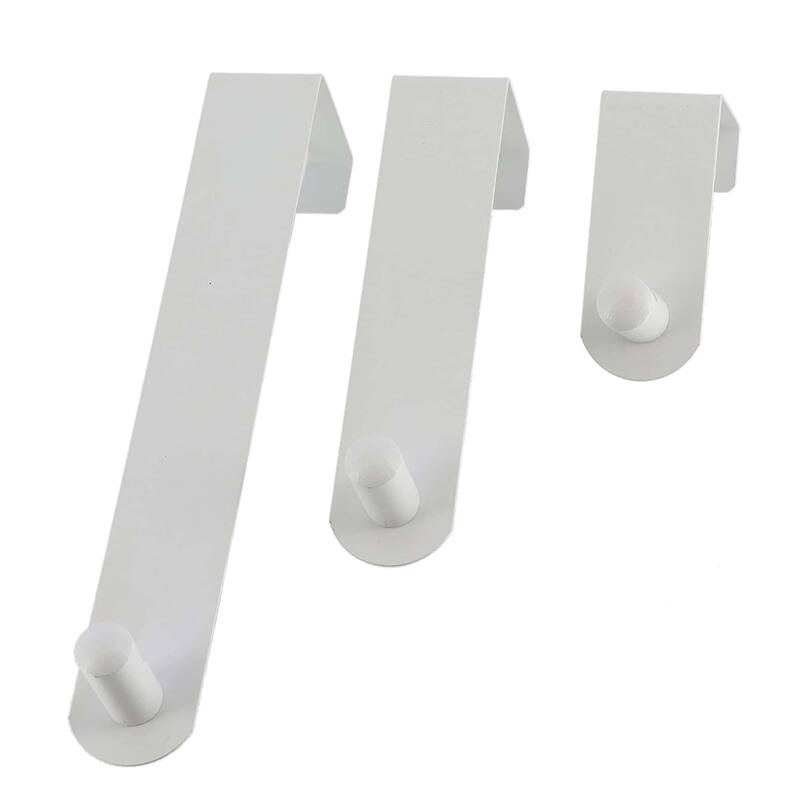 Adjustable Over The Door Hooks - 3-Piece Door Hanger Set for Clothing and Accessories - White