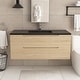 preview thumbnail 2 of 66, Wall-Mounted Bathroom Vanity in Evita Oak with Integrated Black Sink
