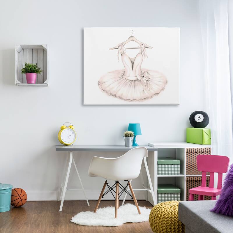 Stupell Ballerina Tutu on Hanger Pink Ballet Dance Outfit Canvas Wall Art - Off-White