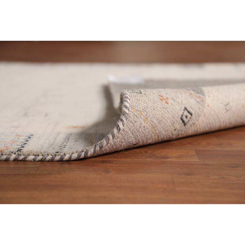 Tribal Beige Gabbeh Indian Area Rug Handmade Modern Wool Carpet - 5'4" x 7'7"