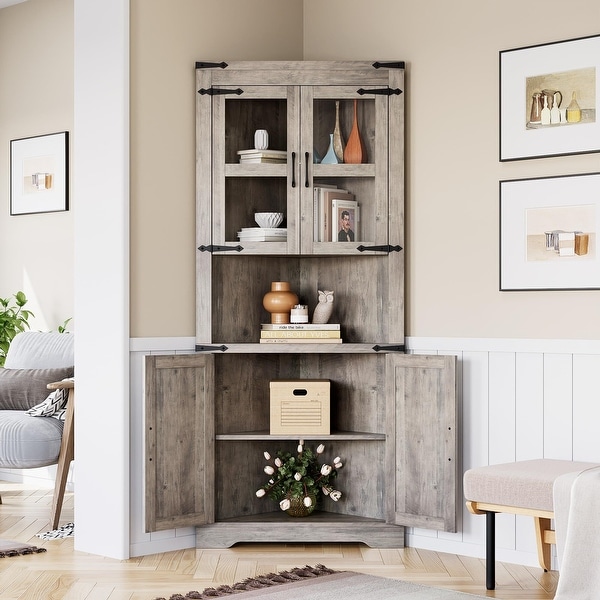 GARVEE Farmhouse Corner Cabinet White