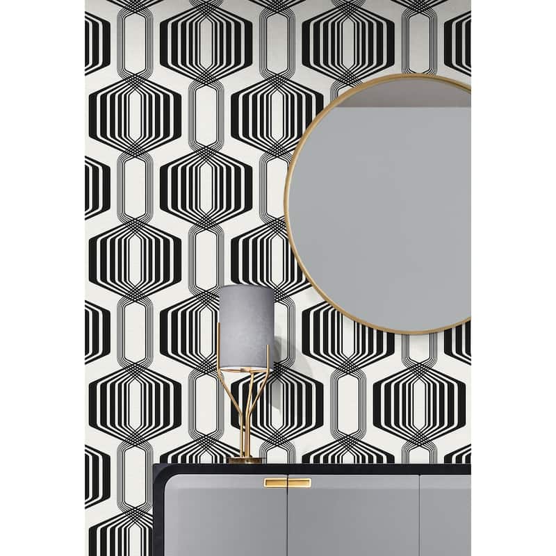 NextWall Striped Geo Peel and Stick Wallpaper