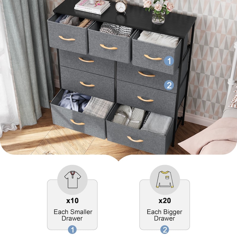Home Extra Wide Closet Dresser Storage Tower Organizer Unit 9 Drawers