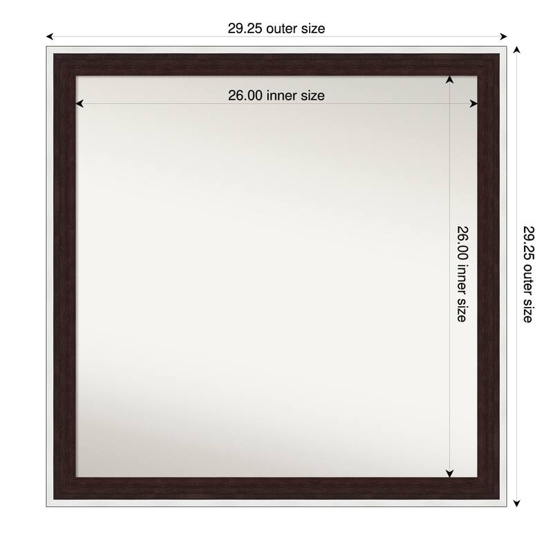 Maya Non-Beveled Framed Bathroom Vanity Wall Mirror - 29 x 29 in - Maya Espresso Silver