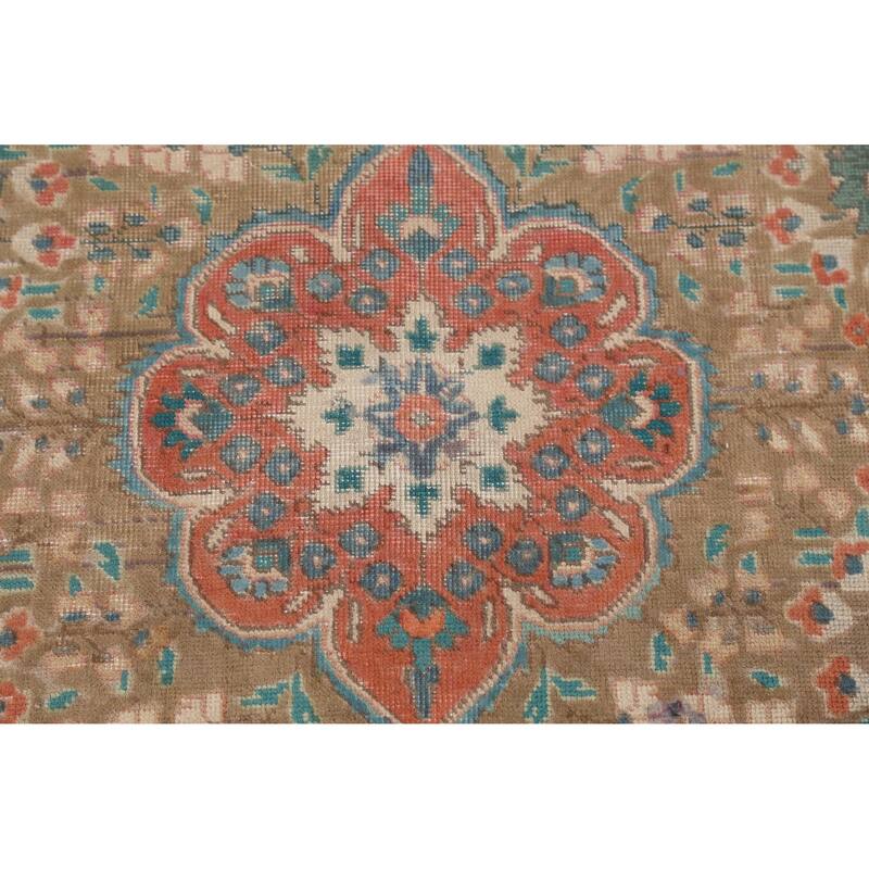 Hand Knotted Oriental 100% Wool Carpet Traditional Medallion Brown Tabriz Area Rug - 4' 9'' X 3' 0''