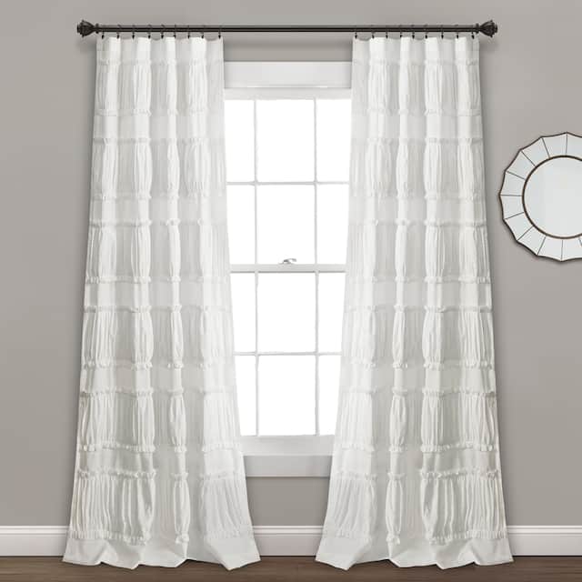 Lush Decor Nova Ruffle Window Curtain Panel Pair - 84 Inches - White