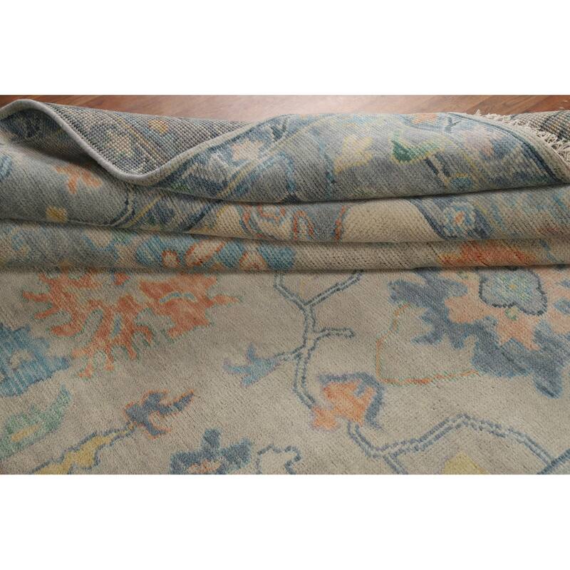 All-Over Oushak Indian Area Rug Hand-Knotted Wool Carpet - 7'10"x 10'0"