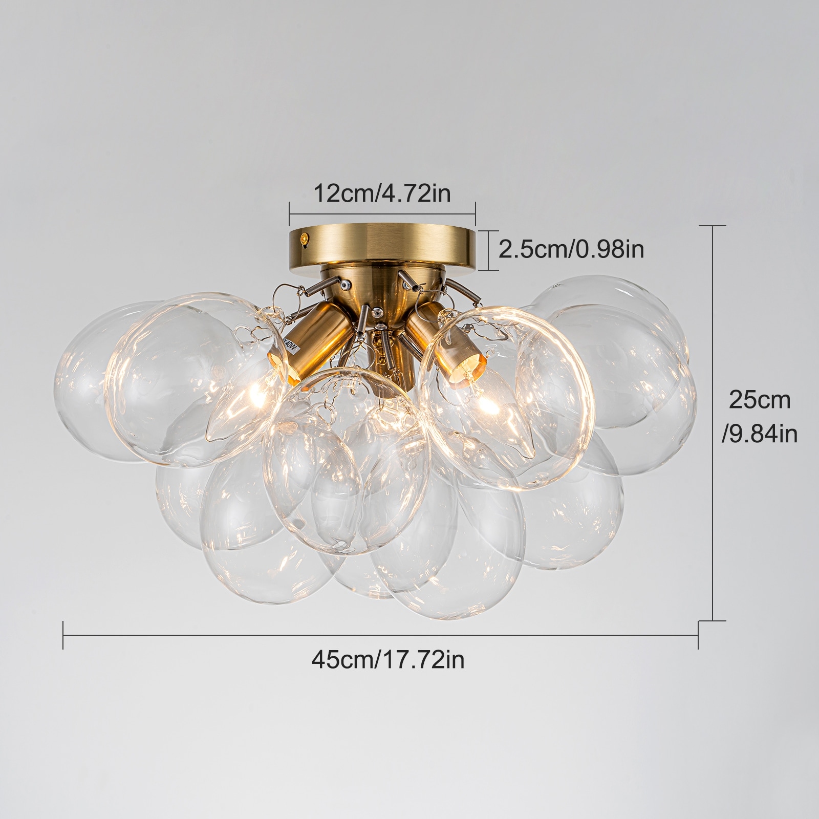 cielo.stellato.77  Starsky 3-Light 17in. Contemporary Glass Bubble Semi Flush Mount