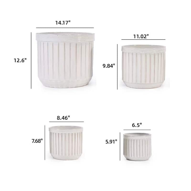 Handmade White Ceramic Planter Set of 4, 6/8/10/12 Inch Diameter