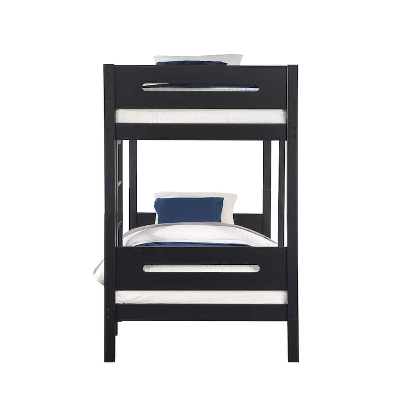 Twin over Twin Size Solid Wood Bunk Bed with Ladder and Fence for Kids, Boys and Girls, Bedroom