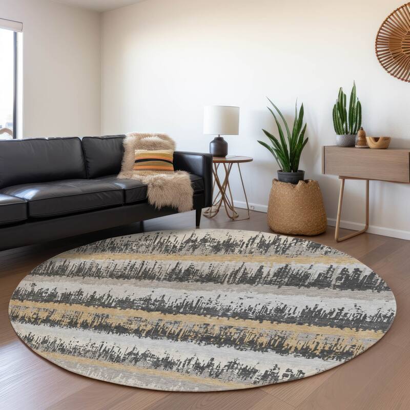 Premium Washable Super Soft Modern Ombre Stripe Mayfield Rug - Gray - 8' x 8'