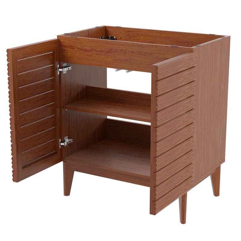 Javer Thin Linear Slat Modern Farmhouse 2-Shelf Bath Vanity Cabinet Only (Sink Basin not Included), by JONATHAN Y