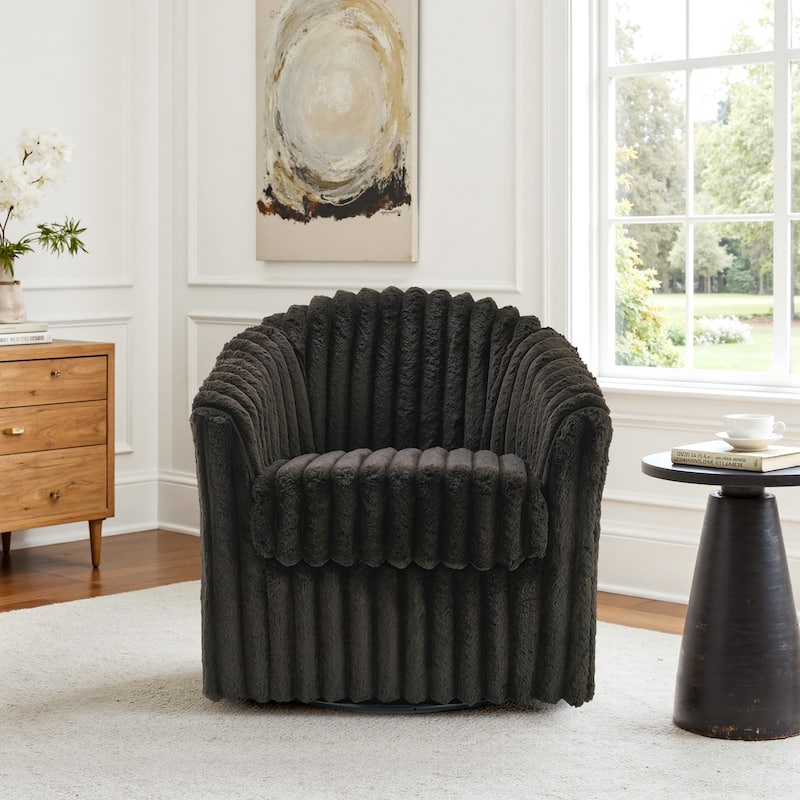 Modern Cotton Flannel Swivel Accent Chair Plush Barral Chair