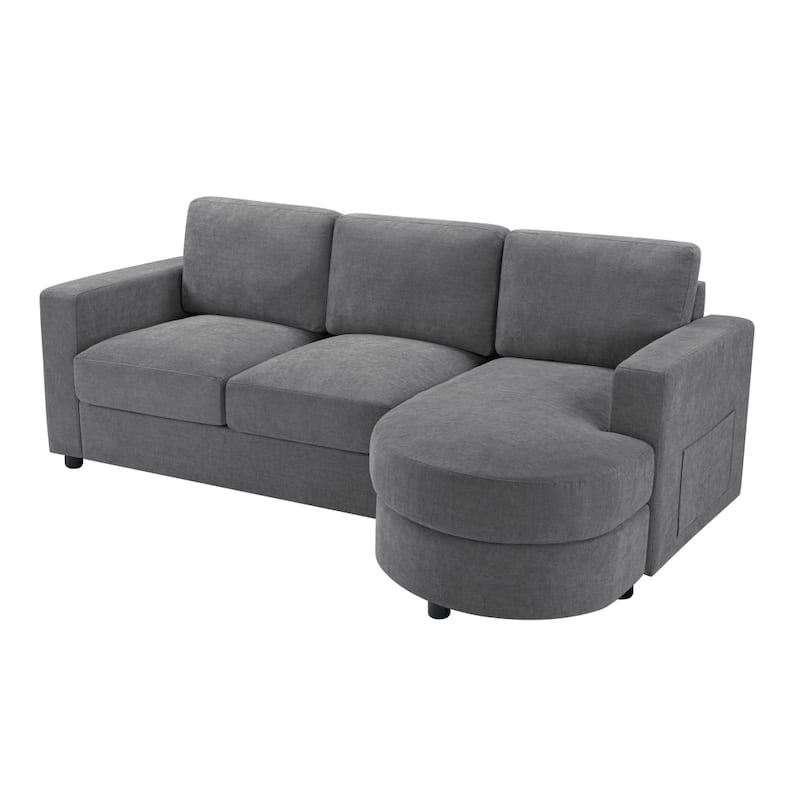 84.6" Modern Sectional Sofa with Curved Chaise Lounge & USB Ports