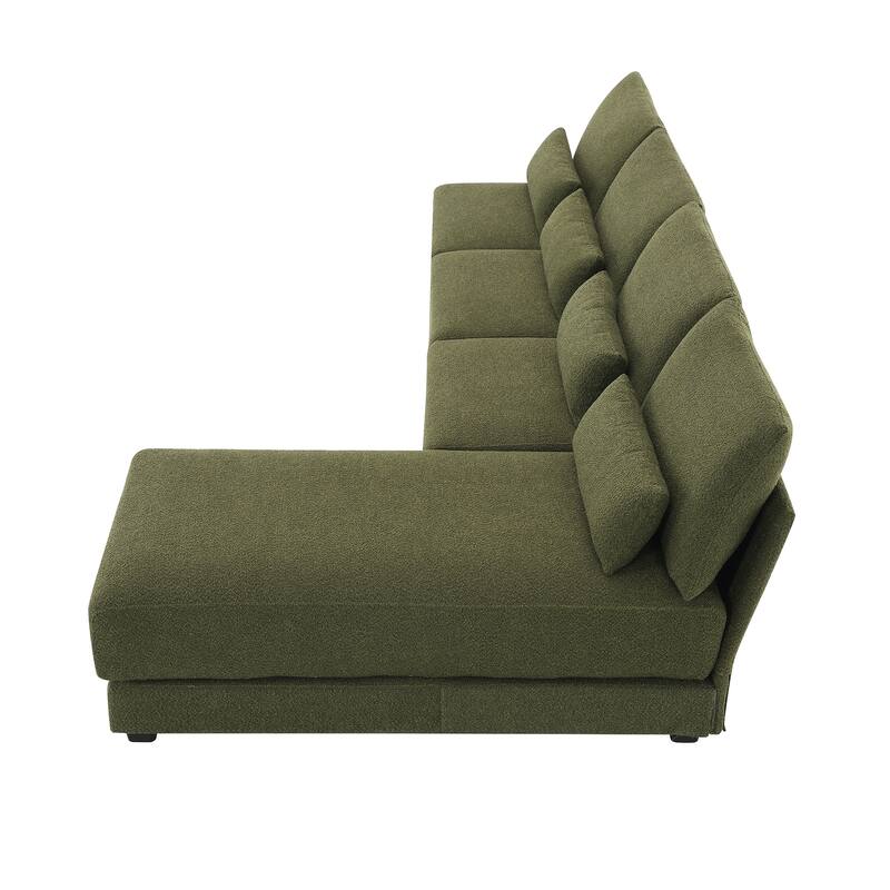 Green 120" L-Shaped 4-Seat Sectional Sofa with Reversible Chaise and 4 Waist Pillows, Armless Design for Space-Saving Solutions