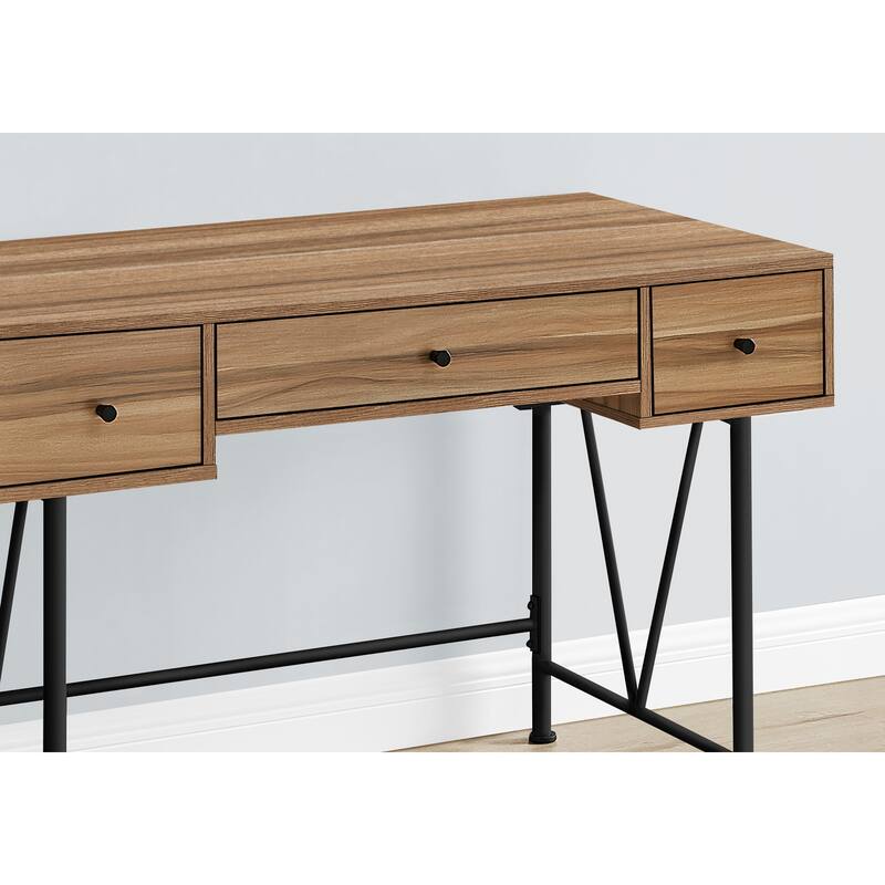 Modern 48" Computer Desk with 2 Side Storage Drawers and Metal Legs