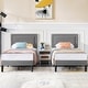 preview thumbnail 15 of 70, Kids Bed Frame, Height Adjustable Upholstered Bed, Twin Size Bed Set of 2 Dark Grey
